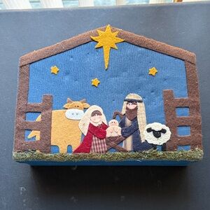 Handcrafted Polymer Clay Nativity Scene Decor - Blue and Brown